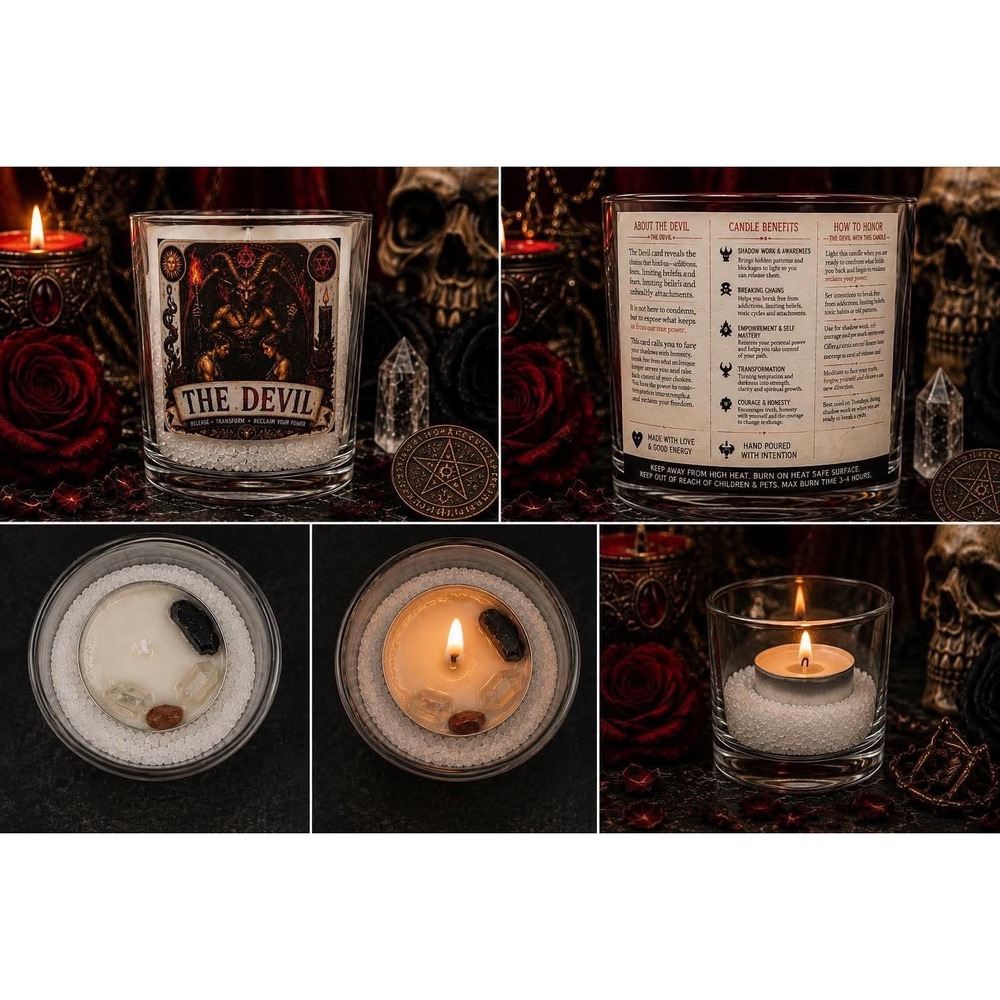 The Devil Tarot Ritual Oil Candle